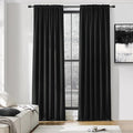 DONREN Backdrop 5FT x 9FT Curtains Panels - Energy Saving Thermal Insulated Solid Rod Pocket Blackout Draperies for Patio (1 Pair, 60 inches by 108 Inch Length,Black)