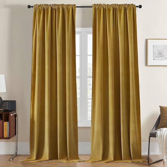 Joydeco Customized Curtains, Super Soft Velvet Curtains for Bedroom and Living Room, Heavy Duty Luxury Thermal Insulated Golden Brown Velvet Curtains Rod Pocket 1 Panel, Custom Size