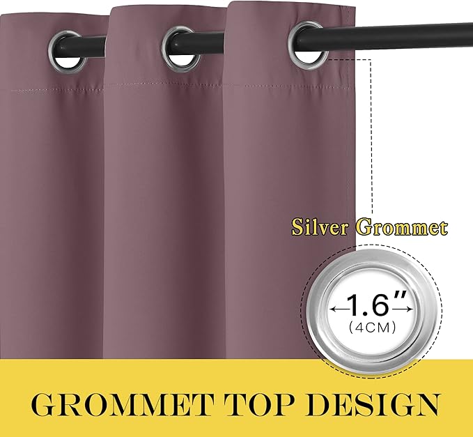 NICETOWN Patio Door Curtain Sound Blocking, Bedroom Privacy Room Divider Curtain, Thermal Insulated Blackout Closet Sliding Door Shade (1 Panel, 100" Wide x 120" Long, Dry Rose)