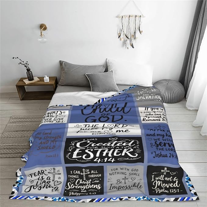 Christian Throw Blanket for Couch, Inspirational Gift for Women, Super Soft Plush Flannel Blanket, 40"x 50" Thoughts and Prayers Blankets for Bedroom Sofa Living Room Decoration
