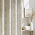 100% Boho Blackout Curtains 96 Inches Long for Bedroom, Green on Beige Patterned Bohemian Curtains for Living Room, Geometric Striped Thermal Insulated Window Drapes Gromment Top 2 Panels