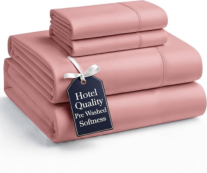 Casa Platino Bedding King Sheet Set – 4 Piece Set, Pre-Washed Ultra Soft Sheets, Deep Pocket Sheets, Cooling Bed Sheets, Brushed Microfiber, Cozy & Smooth Finish, 15" Fit for King Bed - Rose Dawn