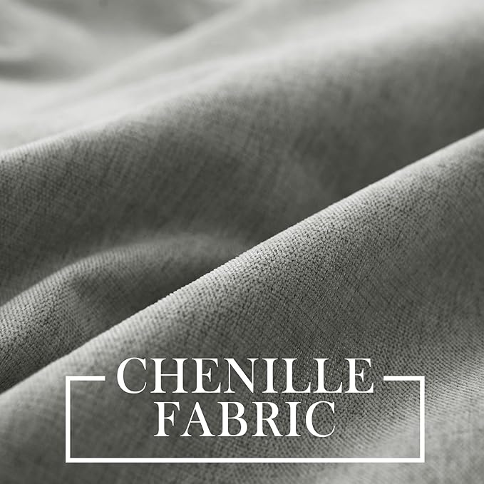 Macochico 100% Blackout Curtains Luxury Chenille Curtains for Living Room Thermal Blackout Curtains for Bedroom Hotel Banquet Classic Decor Rock Grey Curtains with Tieback 72" Wx96 L Grommet 1 Panel