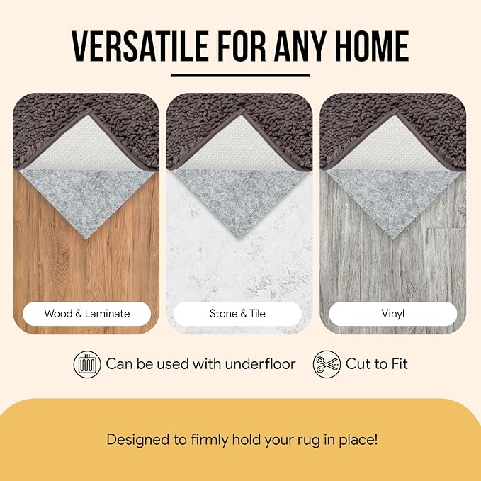 Non Slip Rug Pad 5x8 Feet, 4/25" Thick Felt Cushioned Rubber Rug Gripper Pad for Hardwood, Laminate, Stone, Tile, Wood, Vinyl Floors & Carpet, Anti Skid Under Area Rug Pads