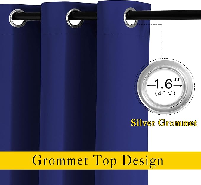 NICETOWN Navy Blue Blackout Curtains 102 inches Long, Grommet Thermal Insulated Solid Room Darkening Window Treatments Sound Reducing for Living Room, W46 x L102, Set of 2