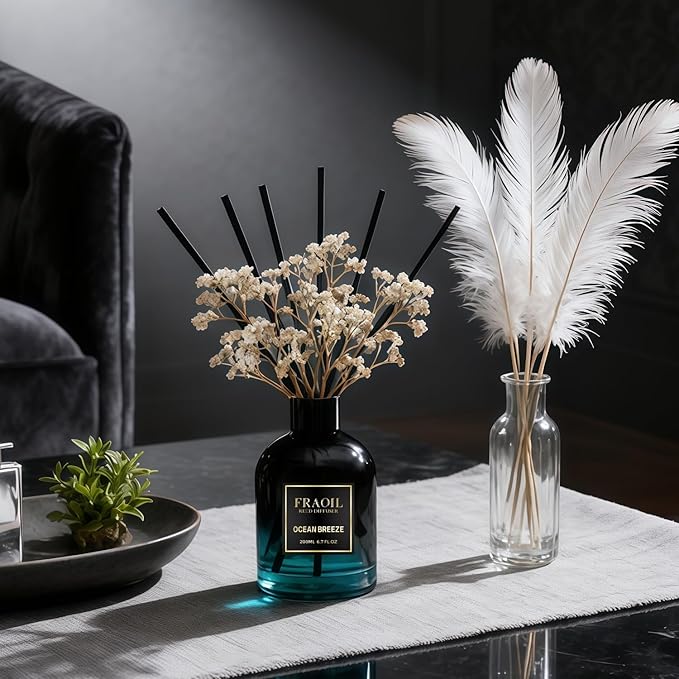 Ocean Breeze Reed Diffuser, Reed Diffuser Set 6.7 fl oz (200 ml) with 6 Reed Sticks, Home Fragrance Reed Diffuser for Bathroom Shelf House Bedroom Office Decor