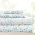 Linen Market Patterned Microfiber Queen Sheet Set 4 Piece – Oeko-TEX Certified Ultra Soft & Wrinkle-Free - 16" Deep Pocket Sheets - Easy Care Queen Size - Burst of Vines Light Blue