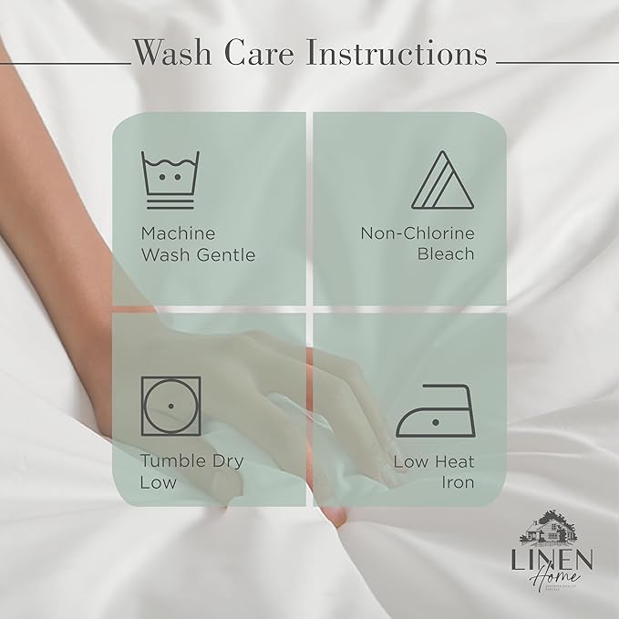 Linen Home 100% Cotton Percale Sheets Twin Size, Frosty Green, Deep Pocket, 3 Pieces Set - 1 Flat, 1 Deep Pocket Fitted Sheet and 1 Pillowcase, Crisp Cool and Strong Bed Linen