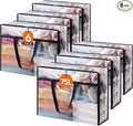 Lifewit 6 Pack Clear Clothes Storage Bags, 75L Large Plastic Blanket Storage, Vinyl Foldable Moving Bags with Zipper, Closet Organizers Containers for Comforter, Bedding, Duvet, Pillow