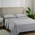 Carressa Linen Luxury Egyptian Cotton Queen Stripe Sheet Set, 600 Thread Count Extra Long Staple 4 PC Set, Queen Damask Sheets, Soft, Cooling Sateen Weave Sheets Upto 18" Deep Pocket - Silver
