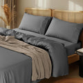 LBRO2M 100% Cotton Sheets Set Deep Pocket 24", 1000 Thread Count California King Size 4 Piece Bed Sheet Sets Soft Comfortable Bedding All Season (California King, Dark Gray)
