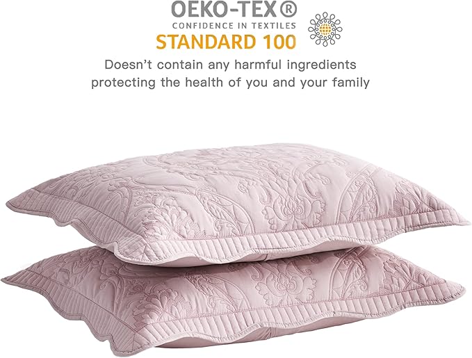 CHIXIN Microfiber Standard Pillow Shams Set of 2 - Quilted Decorative Pillow Covers - Ivory-Yellow - Size (20" x 26")