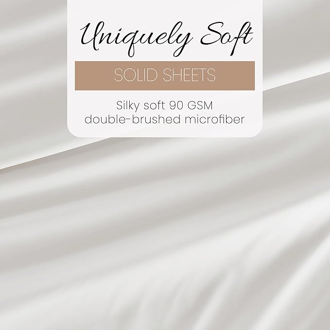 Linen Market Brushed Microfiber King Sheet Set 4 Piece – Oeko-TEX Certified Ultra Soft & Wrinkle-Free - 16" Deep Pocket Sheets - Easy Care King Size - White