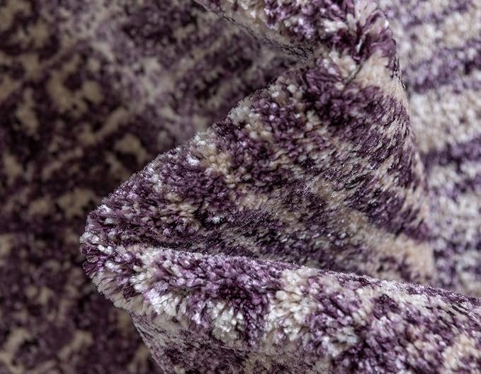 Unique Loom Del Mar Collection Area Rug - Jennifer (9' x 12' Rectangle, Purple/ Ivory)