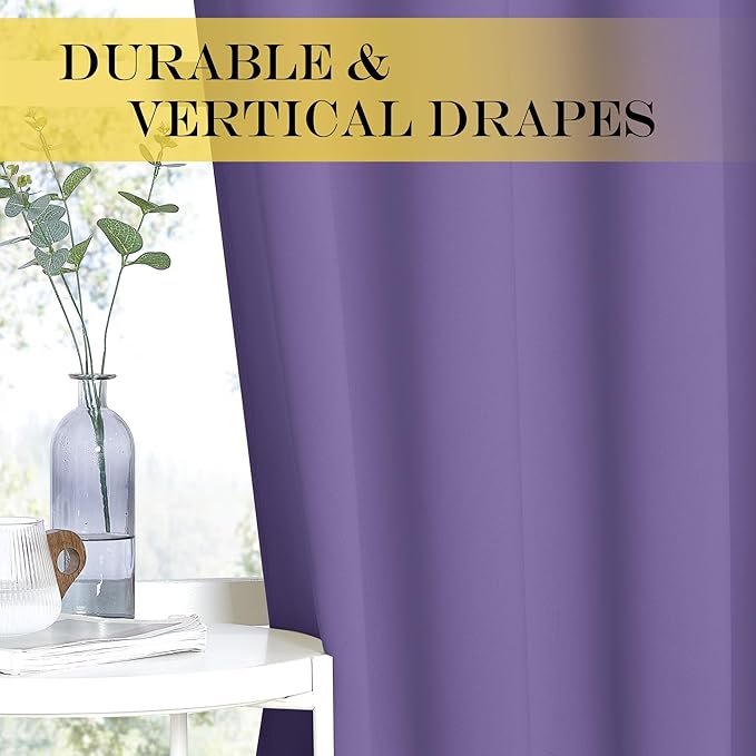 NICETOWN Blackout Window Curtain 90 inch Length - Room Darkening Thermal Insulated Grommet Large Window Treatment Light Blocking for Bedroom/Doorway (Lilac Purple, 1 Panel, W52 x L90)