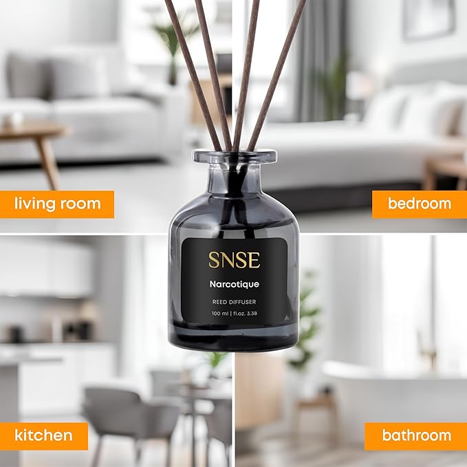 SNSE Narcotique Perfumed Reed Diffuser Set - Premium Reed Diffusers for Home with Diffuser Reeds, Luxurious Gift Aroma, Sophisticated Scent, Ideal for Relaxation, Elegant Home Fragrance