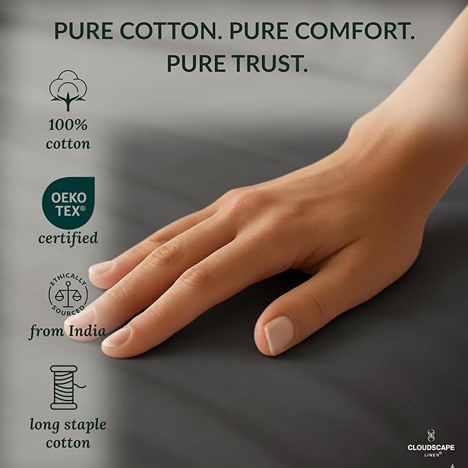 Egyptian Cotton Twin XL Size Sheets Set, 4 Charcoal