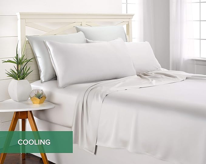 Pure Bamboo Short Queen Sheets for RV Camper (60"x75") - Genuine 100% Organic Viscose Derived from Bamboo Bed Sheet Set, Soft & Cooling, 2 Year Quality Promise (Short Queen, White)