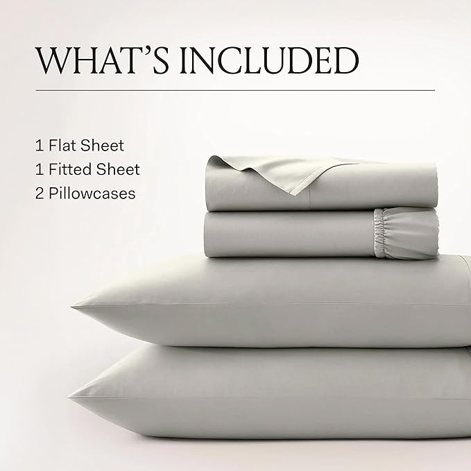 BOLL & BRANCH Signature Hemmed Sheet Set - King + Standard, Stone - Luxury 100% Organic Cotton - Includes 1 Flat, 1 Fitted, 2 Standard Size Pillowcases - Buttery Soft