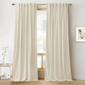 RYB Home Beige Velvet Curtains 108 inches Long - Thermal Insulated Noise Reducing Panel Soft Vertical Sense Window Decor for Sliding Glass Door, Width 52 x Length 108 inch, Beige, 2 Panels