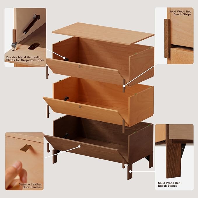 Stackable 3 Drawers Dresser, Customizable Chest of Drawers for Bedroom, Living Room, Closet, Easy Assembly Wood Furnitures Cabinet, 30 inch Width Beech and Basswood Color Combo