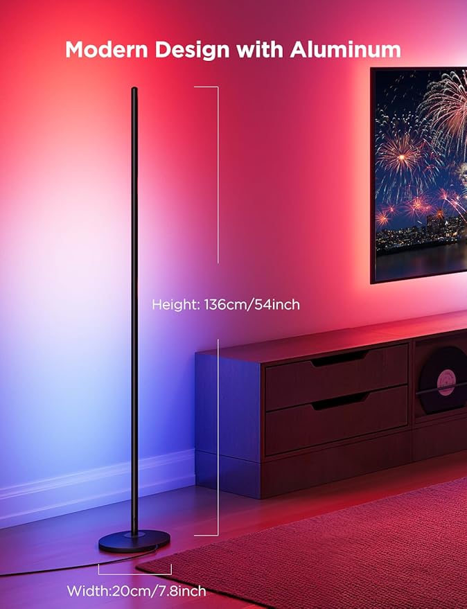 Govee RGBIC Floor Lamp Basic 2-Pack, Compatible with Alexa, LED Smart Standing Lamp with Voice Control, Color Changing Bedside Floor Lamp for Bedroom, Nightstand Corner Lights, Black
