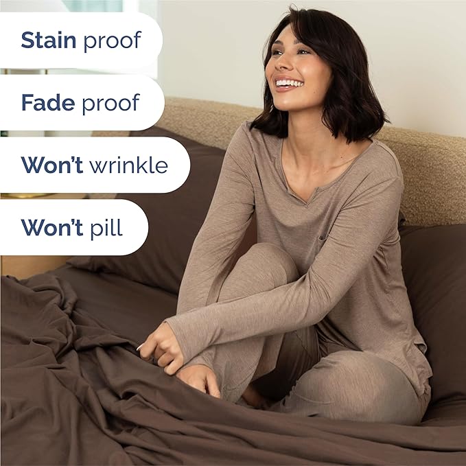 Split King 7 Piece Sheet Set - Cooling & Breathable - Hotel Luxury Bedding - Includes Fitted Sheets for Women, Men, Kids and Teens - 1 Flat, 2 Fitted Sheets, 4 Pillowcases with Deep Pockets - Brown