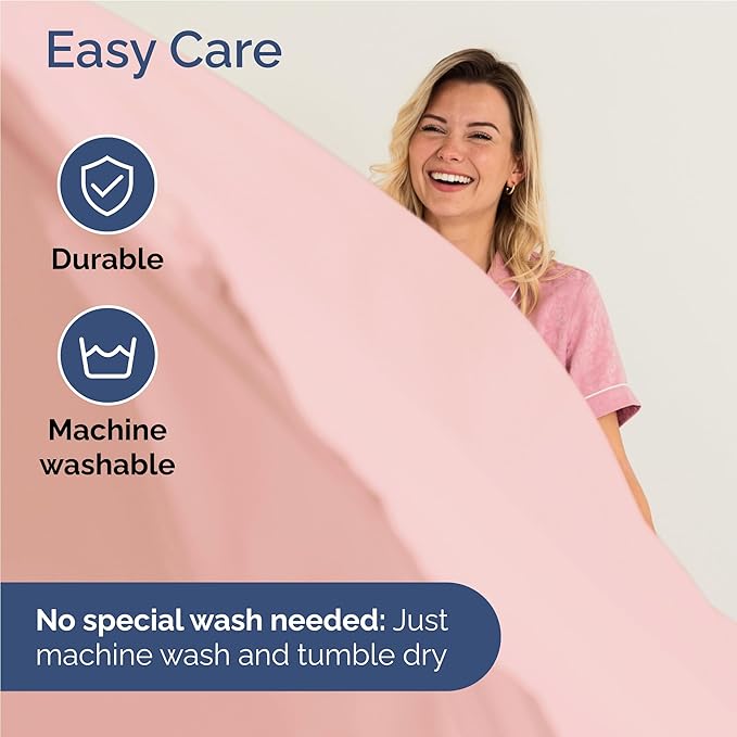Twin XL 4 Piece Sheet Set - Cooling, Comfy & Breathable - Hotel Luxury Bedding, Includes Fitted Sheet for Women, Men, Kids & Teens - 1 Flat, 1 Fitted Sheet, 2 Pillowcases w/Deep Pockets - Baby Pink