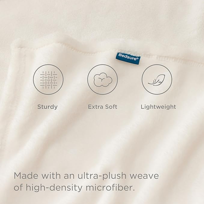 Bedsure GentleSoft Fleece Blankets Queen Size Cream - Bed Blanket Soft Lightweight Plush Fuzzy Cozy Luxury Microfiber, 90x90 inches