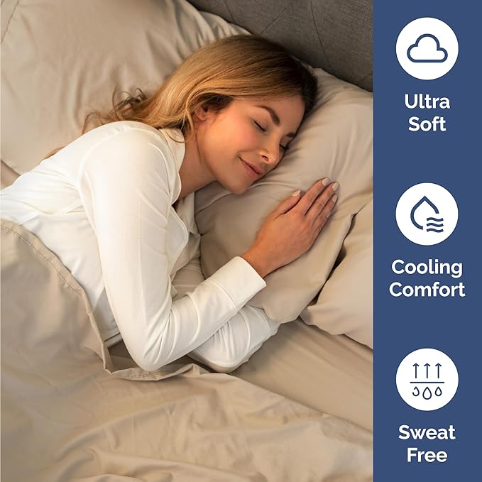 Twin 4 Piece Sheet Set - Cooling, Comfy & Breathable - Hotel Luxury Bedding, Includes Fitted Sheet for Women, Men, Kids and Teens - 1 Flat, 1 Fitted Sheet, 2 Pillowcases with Deep Pockets - Cream