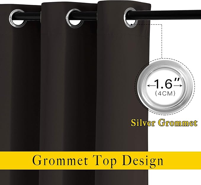 NICETOWN Blackout Thick Window Curtains - (W52 x L108, Brown, 2 Panels) Thermal Insulated Grommet Drape Panels for Bedroom and Living Room