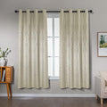 Amazon Basics Jacquard 2-Piece 100% Blackout Curtains, Living Room and Bedroom Drapes, Thermal Insulated Window Treatment, 52"x72", Beige