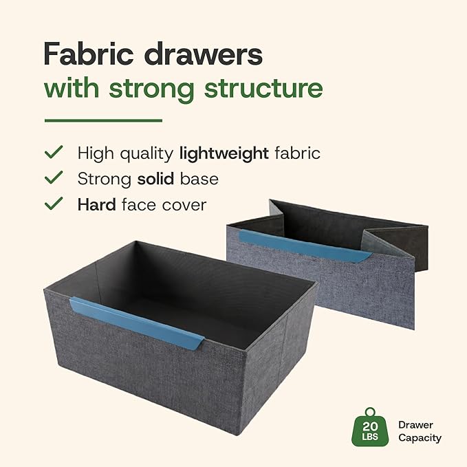 Naima Premium Fabric Dresser - Strong Metal Frame, 6 Spacious Sag-Proof Drawers with Sleek Metal Handles - Premium & Durable Storage Solution for Your Home (Navy)