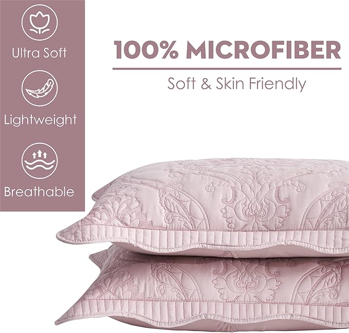 CHIXIN Microfiber King Pillow Shams Set of 2 - Quilted Decorative Pillow Covers - Seaglass - Size (20" x 36")