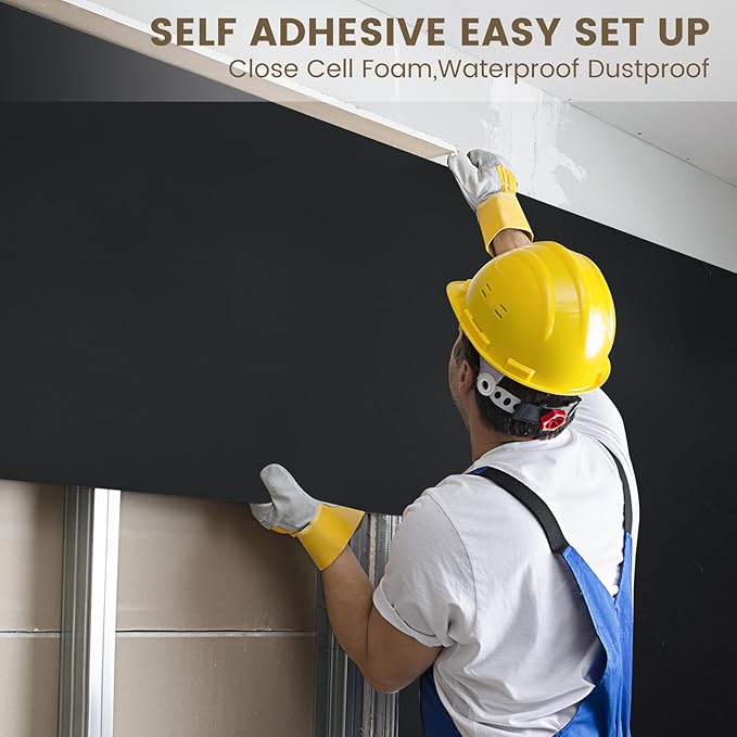 Self-Adhesive Sound Insulation Acoustic Foam,73.2sqft x 0.4in Thick,50+kg/m³ ,Sound Proof Padding,Fire,Water Resistant ,Thermal Insulation,Cold Proof Acoustic Treatment Foam