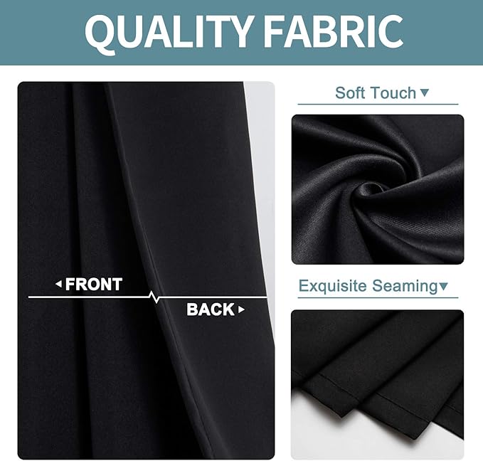 ChrisDowa Grommet Blackout Curtains for Bedroom and Living Room - 2 Panels Set Thermal Insulated Room Darkening Curtains (Black, 52 x 63 Inch)