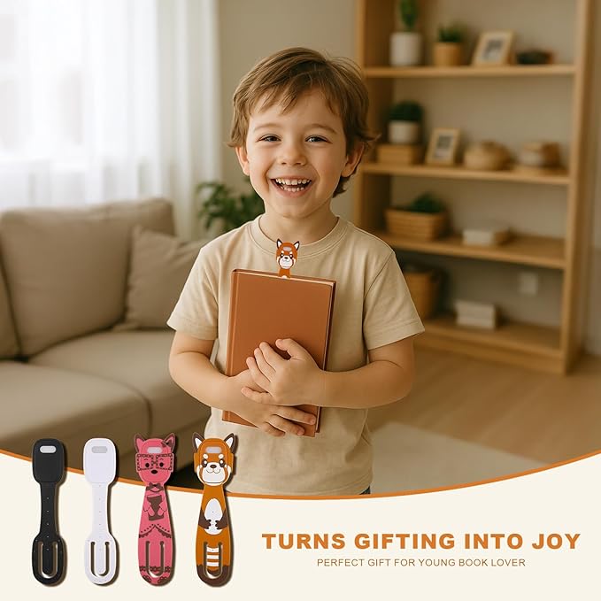 Rechargeable Book Light for Kids at Night – Portable Clip-On LED Light with Dimmable Brightness Ideal for Kids & Adults, Bedtime & Travel–Eye-Caring, Flexible, Gift for Book Lovers,Brown