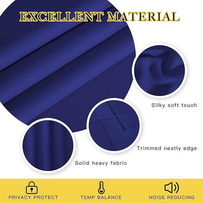 NICETOWN Blackout Drapery Curtain Panel 90 inches Long - Window Treatment Thermal Insulated Grommet Blackout Curtain/Drape for Bedroom Living Room (Navy Blue, 1 Panel, 46 by 90 inches)