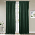 StangH Dark Green Velvet Curtains for Bedroom, 90 inches Rod Pocket Heavy Thick Blackout Window Panels Christmas Holiday Home Decoration for Dining Room, W52 x L90, 2 Panels