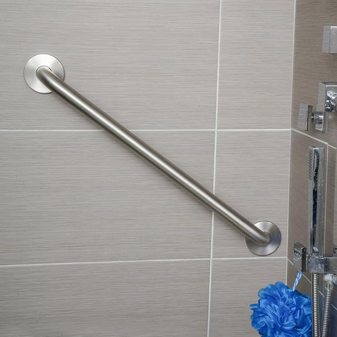 Amazon Basics Bathroom Handicap Safety Grab Bar, 42 Inch Length, 1.25 Inch Diameter, Holds up to 500LBs, ADA Compliant, Stainless Steel