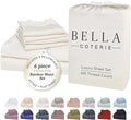 Bella Coterie 6 Piece Luxury Bamboo Viscose Queen Size Sheet Set | 100% Organically Grown | Cooling for Hot Sleepers | 18" Deep Pocket | Soft & Hypoallergenic | 4 Pillowcases [Ivory]