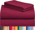 LuxClub 4 PC Full Sheet Set, Deep Pockets Wrinkle Free Cooling Bed Sheets Hotel Bedding for Women, Men, Kids & Teens, Includes 1 Fitted Sheet, 1 Flat Sheet and 2 Pillowcases-Burgundy