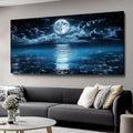 Big Moon Canvas Wall Art - Modern Seascape Paintings for Living Room, Bedroom Wall Decor, Framed Wall Art for Home or Office Decoration, Large Art 60x120cm(24x48in)