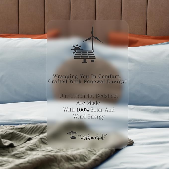 URBANHUT 800 Thread Count 100% Cotton Full Size Sheets, Luxury 4 Piece Full Bedsheets, Hotel Sheets Sateen Finish - Better Than Egyptian, 16" Elasticized Deep Pocket - Light Blue