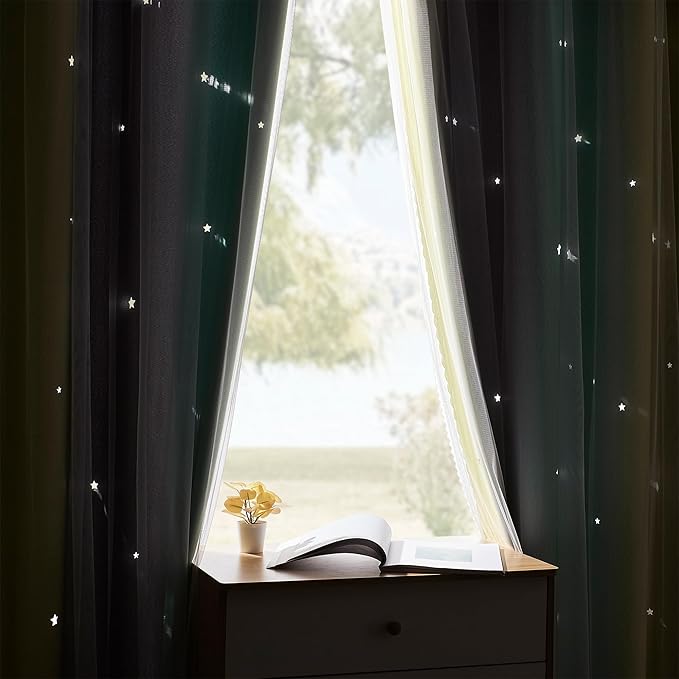XiDi Curtains for Bedroom Decor, Rainbow GreenYellowGrey34/45/1