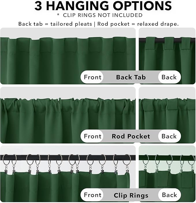 Deconovo Blackout Curtains, Thermal Insulated, W42 x L54 2 Panels, Back Tab, Machine Washable, Room-Darkening Drapes for Bedroom/Living Room Dark Forest