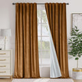 Lazzzy Gold Brown Velvet Curtains 108 Inches Long Blackout Thermal Insulated Room Darkening Lined Curtain Drapes Back Tab Window Treatments for Bedroom Living Room 2 Panels,52 x 108 Inch, Golden Brown