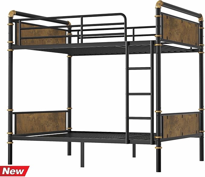 SIGONE Stronger & Safer Heavy Duty Twin XL Over Twin XL Size Bunk Bed for Adults Teens, Thickened More Stable Metal Bunkbed Frame (Greater Weight Capacity)