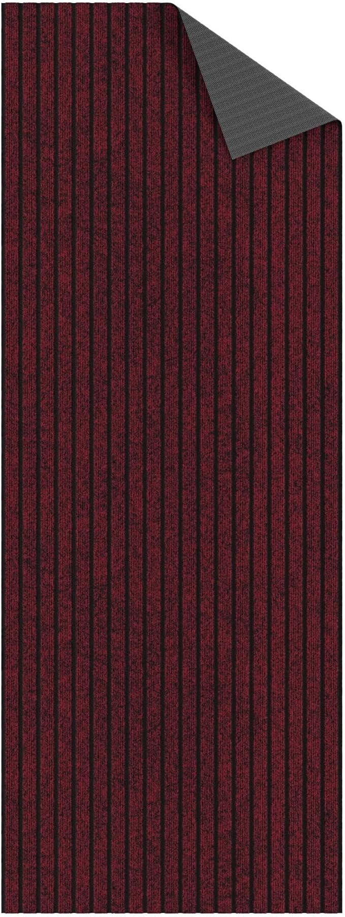 Ottomanson Mud Mat 2' x 4' Entryway Rug - Non-Slip Scraper Doormat for Muddy Paws, Dirt Trapping Indoor/Outdoor Mat for High-Traffic Areas, Kitchen, Garage, Patio, Red