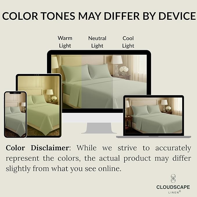 Egyptian Cotton Twin XL Size Sheets Set, Mineral
